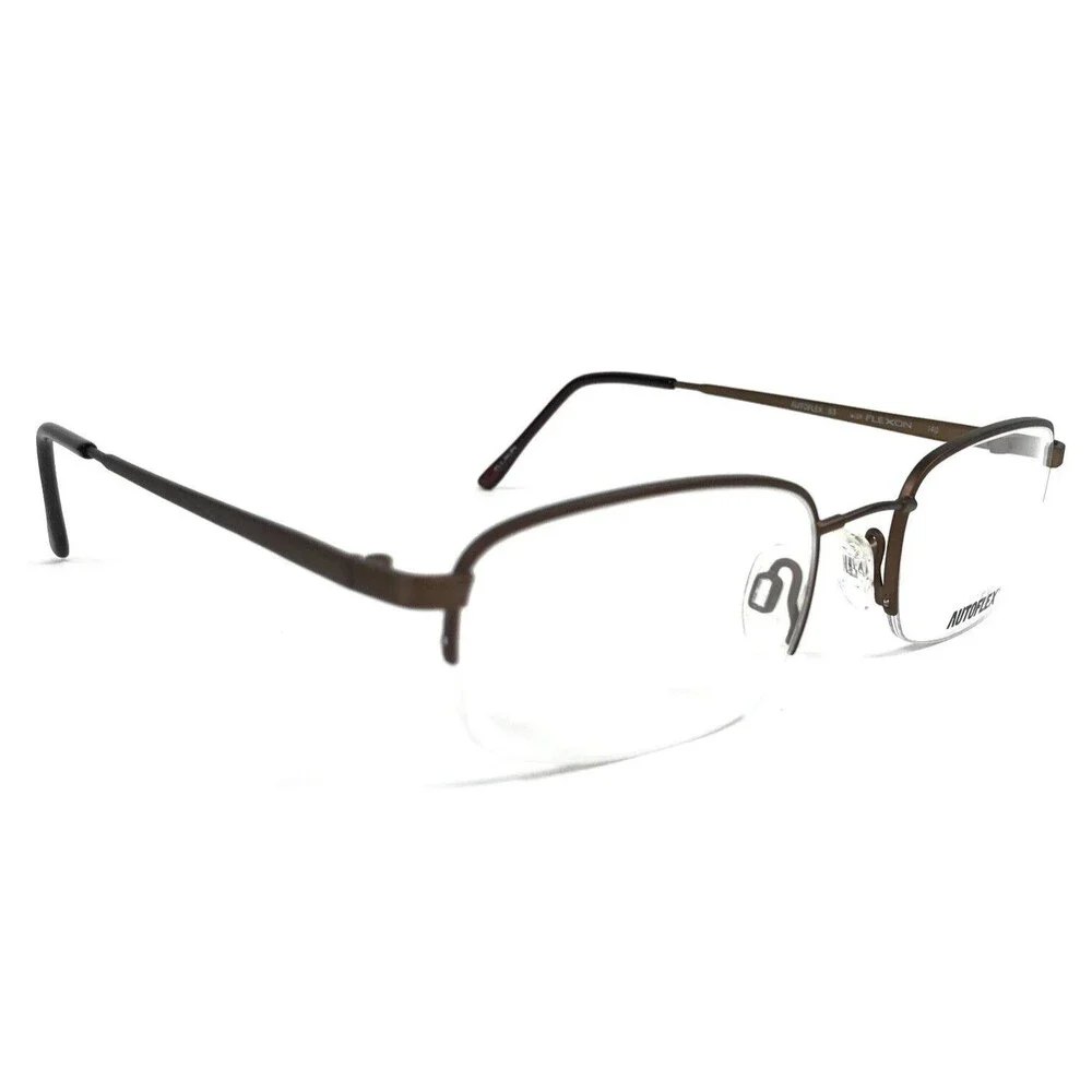 Autoflex with Flexon Eyeglasses Frames 63 MOCHA Brown Square Half Rim 51-20-140
